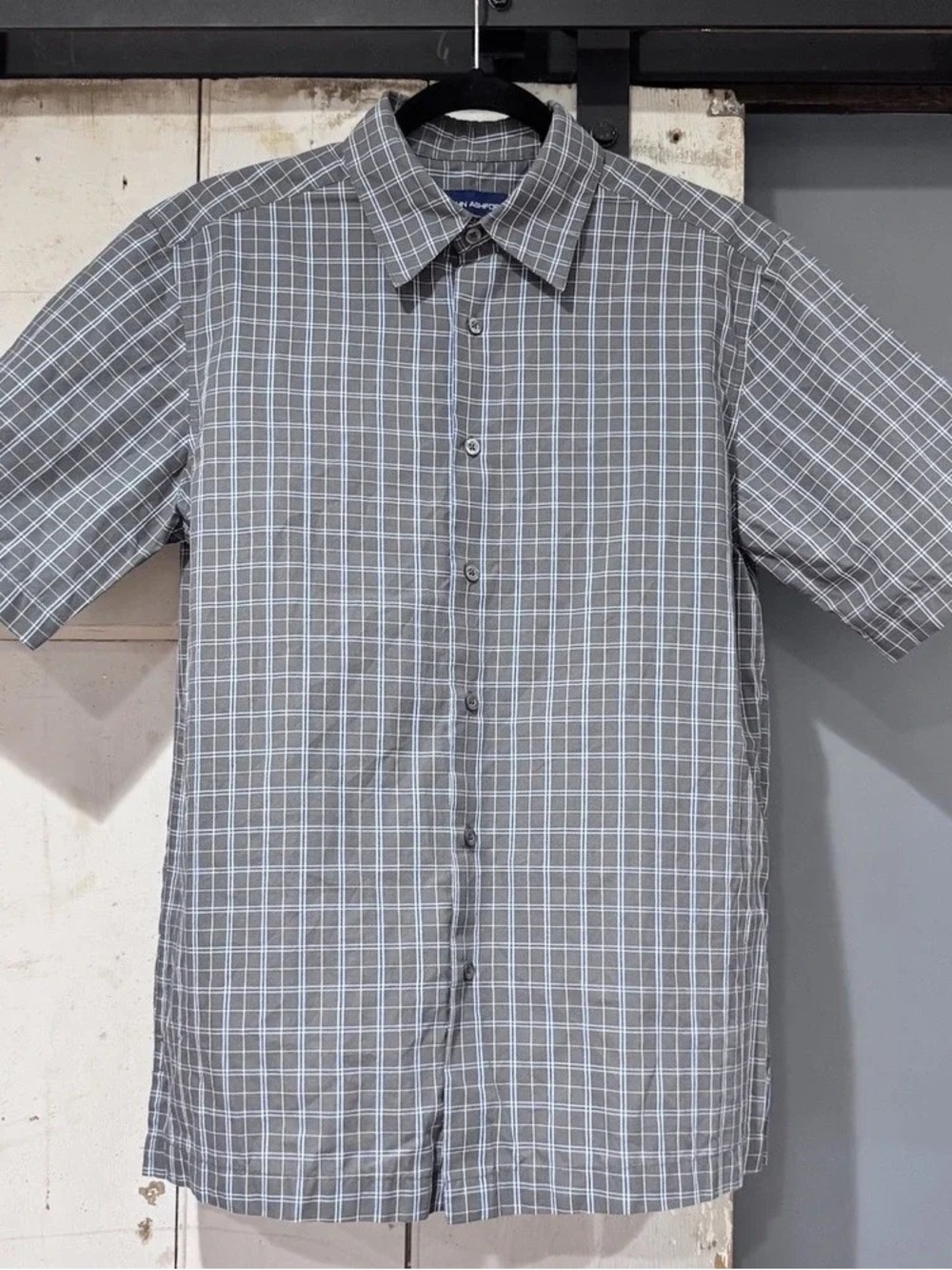 The Limited Gray Plaid Short-Sleeve Button-Down Shirt
